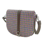 GA-LB1000- Harris Tweed & Vegan Leather Tartan Shoulder Bag, Jazzy Weave Creative Irish Gift