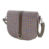 GA-LB1000- Harris Tweed & Vegan Leather Tartan Shoulder Bag, Jazzy Weave Creative Irish Gift