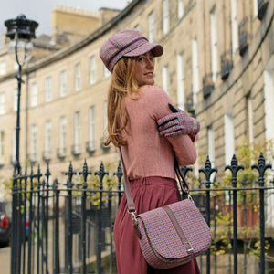 GA-LB1000- Harris Tweed & Vegan Leather Tartan Shoulder Bag, Jazzy Weave  Creative Irish gift