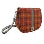 GA-LB1000- Harris Tweed & Vegan Leather Tartan Shoulder Bag, Rust Orange  Creative Irish Gift