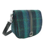 GA-LB1000- Harris Tweed & Vegan Leather Tartan Shoulder Bag, Turquoise Creative Irish Gift