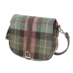 GA-LB1000- Harris Tweed & Vegan Leather Tartan Shoulder Bag, Muted Green Creative Irish Gift