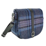 GA-LB1000- Harris Tweed & Vegan Leather Tartan Shoulder Bag, Blue Purple Creative Irish Gift