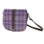 GA-LB1000- Harris Tweed & Vegan Leather Tartan Shoulder Bag, Purple Mint Creative Irish Gift