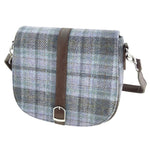 GA-LB1000- Harris Tweed & Vegan Leather Tartan Shoulder Bag, Soft Purple Creative Irish Gift