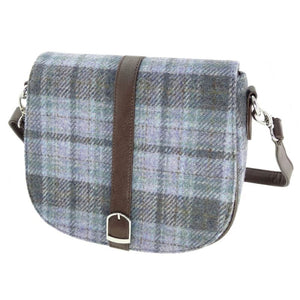 GA-LB1000- Harris Tweed & Vegan Leather Tartan Shoulder Bag, Soft Purple Creative Irish Gift