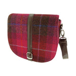 GA-LB1000- Harris Tweed & Vegan Leather Tartan Shoulder Bag, Pink Creative Irish Gift