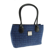 Scottish Tartan Harris Tweed Tote Bag Blue Weave Creative Irish Gifts