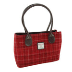 Scottish Tartan Harris Tweed Tote Bag Red Check Creative Irish Gifts