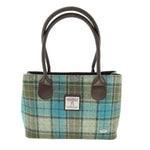Scottish Tartan Harris Tweed Tote Bag Turquoise Creative Irish Gifts