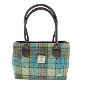 Scottish Tartan Harris Tweed Tote Bag Turquoise Creative Irish Gifts