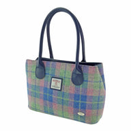Scottish Tartan Harris Tweed Tote Bag Soft Blue Creative Irish Gifts