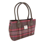 Scottish Tartan Harris Tweed Tote Bag Burgundy Pink Creative Irish Gifts