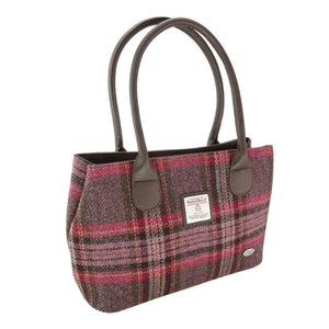 Scottish Tartan Harris Tweed Tote Bag Burgundy Pink Creative Irish Gifts