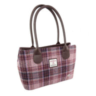 Scottish Tartan Harris Tweed Tote Bag Pink Burgundy Creative Irish Gifts