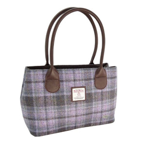 Scottish Tartan Harris Tweed Tote Bag Soft Purple Creative Irish Gifts