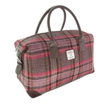 Scottish Tartan Harris Tweed Overnight Bag Burgundy Pink Creative Irish Gifts