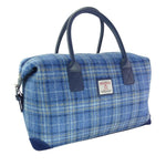 Scottish Tartan Harris Tweed Overnight Bag Light Blue Creative Irish Gifts