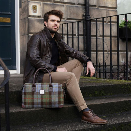 Scottish Tartan Harris Tweed Overnight Bag - Creative Irish Gifts