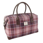 Scottish Tartan Harris Tweed Overnight Bag Pink Burgundy Creative Irish Gifts
