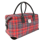 Scottish Tartan Harris Tweed Overnight Bag Red Grey Creative Irish Gifts