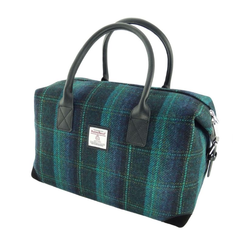 Scottish Tartan Harris Tweed Overnight Bag Turquoise Creative Irish Gifts