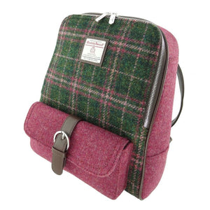 Tartan Harris Tweed Naver Backpack Dark Green Creative Irish Gifts