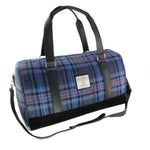 Harris Tweed Duffle Bag with Scottish Tartan Blue Purple Creative Irish Gifts