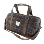 Harris Tweed Duffle Bag with Scottish Tartan Grey Rust Creative Irish Gifts