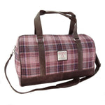 Harris Tweed Duffle Bag with Scottish Tartan Pink Burgundy Creative Irish Gifts