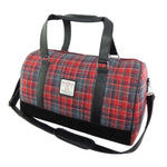 Harris Tweed Duffle Bag with Scottish Tartan Red Grey Creative Irish Gifts
