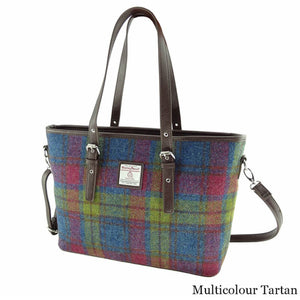 GA-LB1028-COL046 Ladies Harris Tweed Large Shoulder Bag, Blue Plaid Creative Irish gift