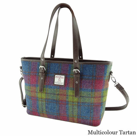 GA-LB1028-COL046 Ladies Harris Tweed Large Shoulder Bag, Blue Plaid Creative Irish gift