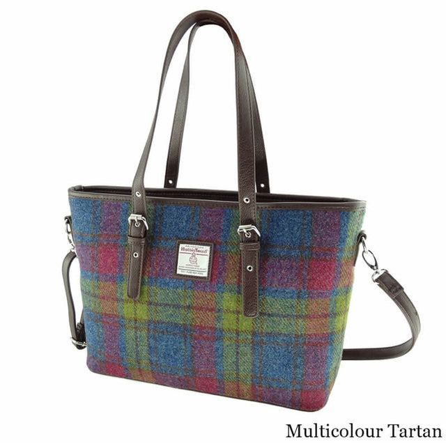 GA-LB1028-COL046 Ladies Harris Tweed Large Shoulder Bag, Blue Plaid Creative Irish gift