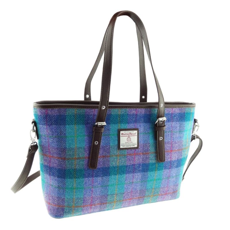  Ladies Harris Tweed Large Shoulder Bag, Green Purple Creative Irish Gift
