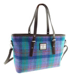  Ladies Harris Tweed Large Shoulder Bag, Green Purple Creative Irish Gift