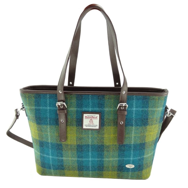  Ladies Harris Tweed Large Shoulder Bag, Sea Blue Green Creative Irish Gift