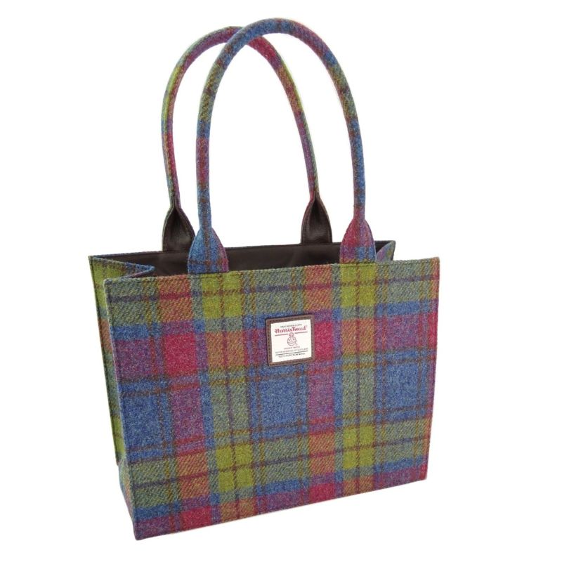 Handcrafted Harris Tweed Tote Bag with Tartan Pattern Multi Color Creatie Irish Gifts