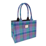Handcrafted Harris Tweed Tote Bag with Tartan Pattern Green Purple Creatie Irish Gifts