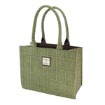 Handcrafted Harris Tweed Tote Bag with Tartan Pattern Green Creatie Irish Gifts