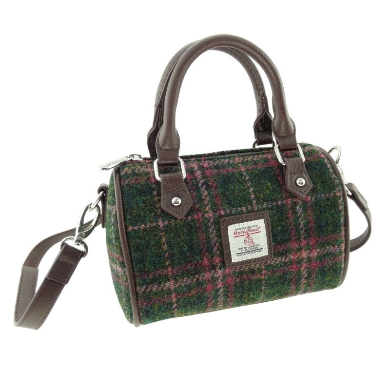 Leather & Harris Tweed Mini Duffle Bag Dark Green Creative Irish Gifts