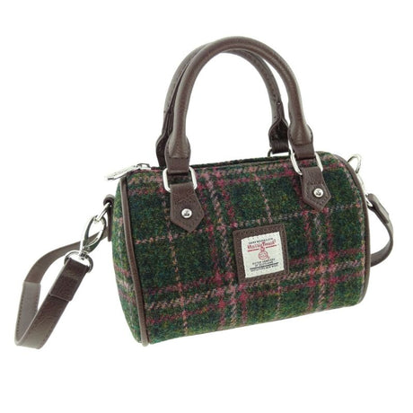 Leather & Harris Tweed Mini Duffle Bag Dark Green Creative Irish Gifts