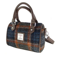 Leather & Harris Tweed Mini Duffle Bag Grey Rust Creative Irish Gifts