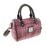 Leather & Harris Tweed Mini Duffle Bag Burgundy Pink Creative Irish Gifts
