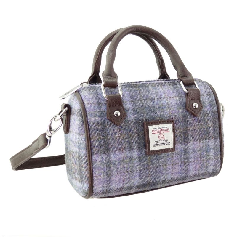 Leather & Harris Tweed Mini Duffle Bag Soft Purple Creative Irish Gifts