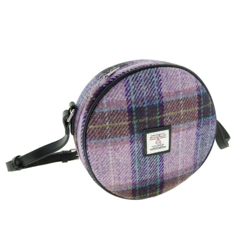 Harris Tweed Round Crossbody Bannock Bag Lilac Creative Irish Gifts