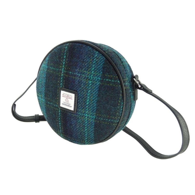 Harris Tweed Round Crossbody Bannock Bag Turquoise Studio Creative Irish Gifts