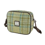 Harris Tweed & Leather Messenger Bag with Tartan Pattern Beige Creative Irish Gifts