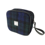 Harris Tweed & Leather Messenger Bag with Tartan Pattern Black Watch Creative Irish Gifts