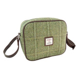Harris Tweed & Leather Messenger Bag with Tartan Pattern Green Creative Irish Gifts